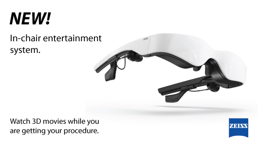 Cinemizer immersive video glasses available during dental treatment